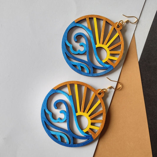 Sun Shining On Waves Earrings